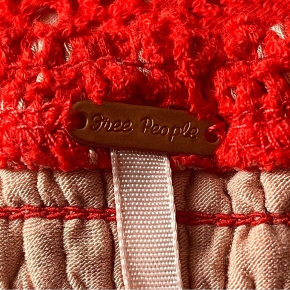 Free People Oceanside Crochet Strapless Mini Dress with Tie In Red Size Small - Picture 4 of 12